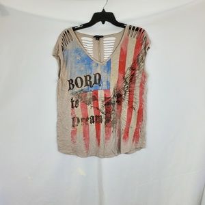 Rock & Republic distressed graphic rocker tee  XL